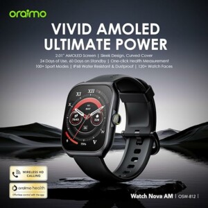 oraimo Watch Nova AM 2.01" AMOLED Screen Curved Cover Smart Watch